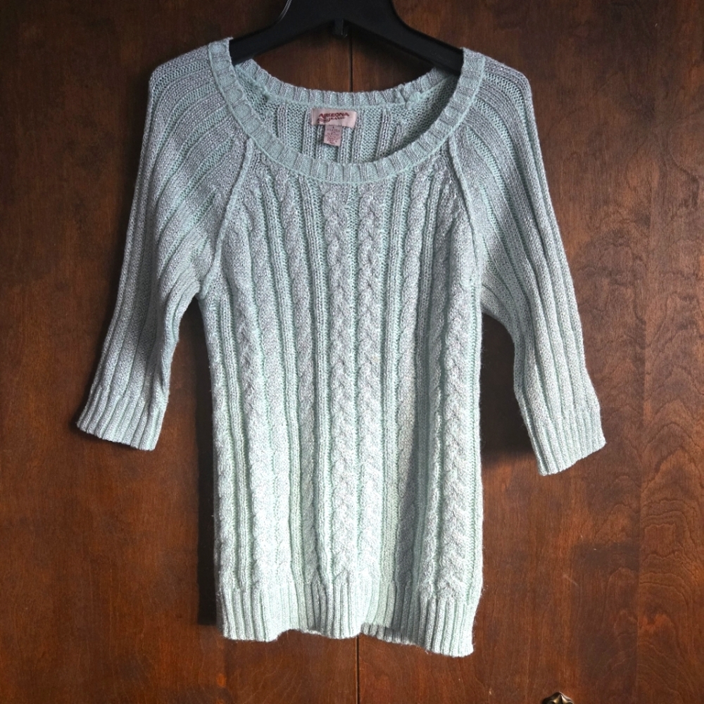 Arizona Jeans Half Sleeve Metallic Accent Sweater PTP=15"